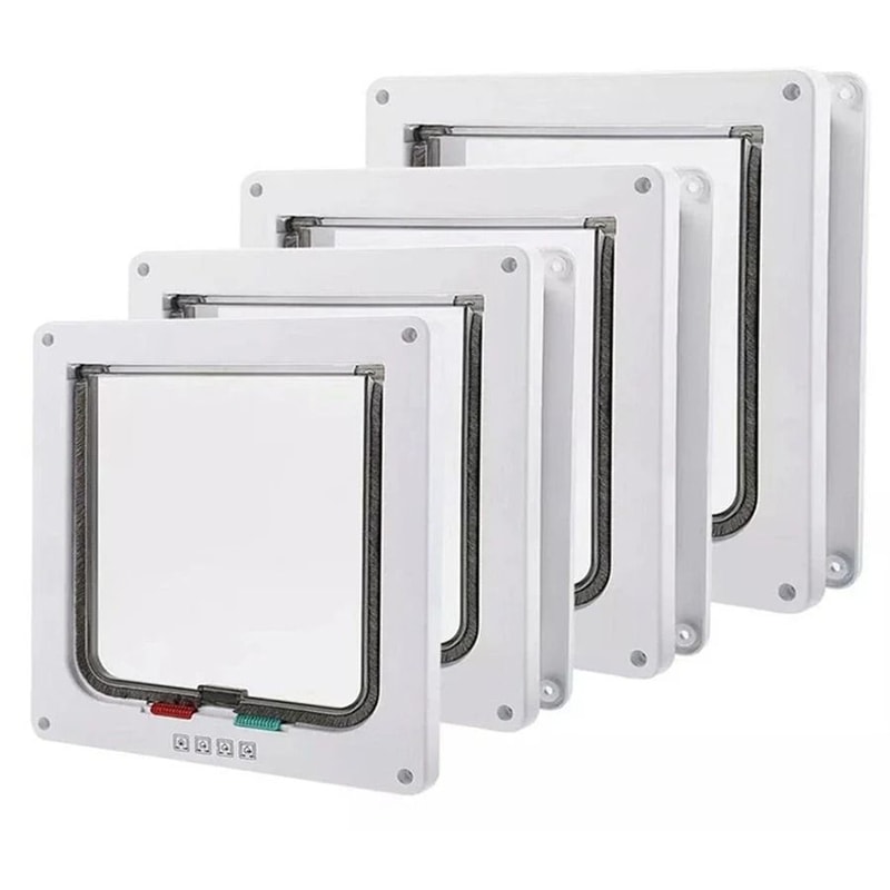 Weatherproof Four Way Locking Cat Door For Interior Cabinet And Garage Access 0