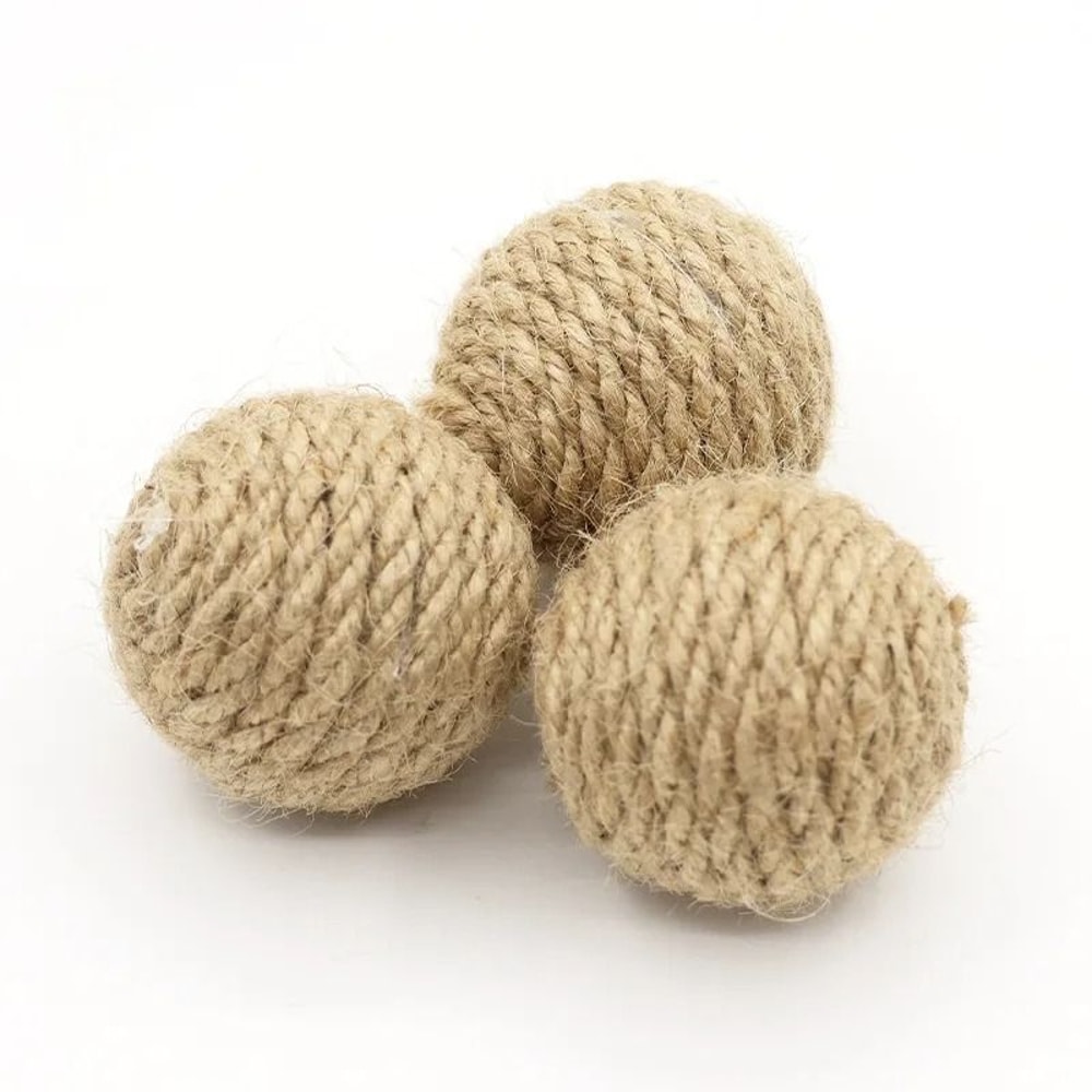 Natural Sisal Cat Chew Ball Toy With Sand For Eco Friendly Fetch Play 4