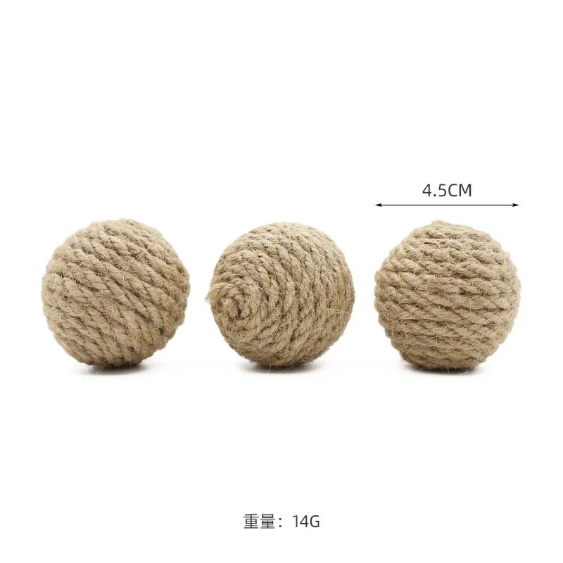 Natural Sisal Cat Chew Ball Toy With Sand For Eco Friendly Fetch Play 5