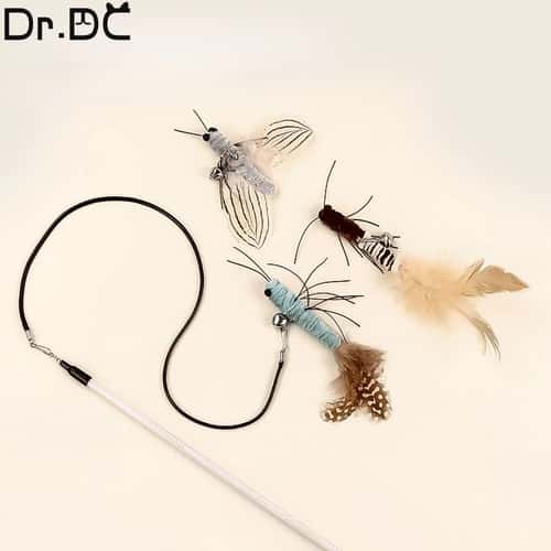 Dragonfly Feather Cat Teaser Stick Head for Interactive Wand Play
