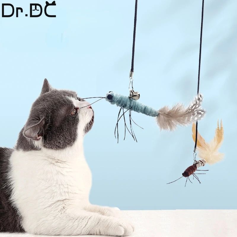 Dragonfly Feather Cat Teaser Stick Head For Interactive Wand Play 8