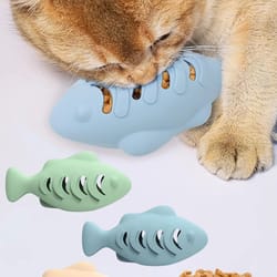 fish shaped cat chew toy treat dispenser for dental puzzle play
