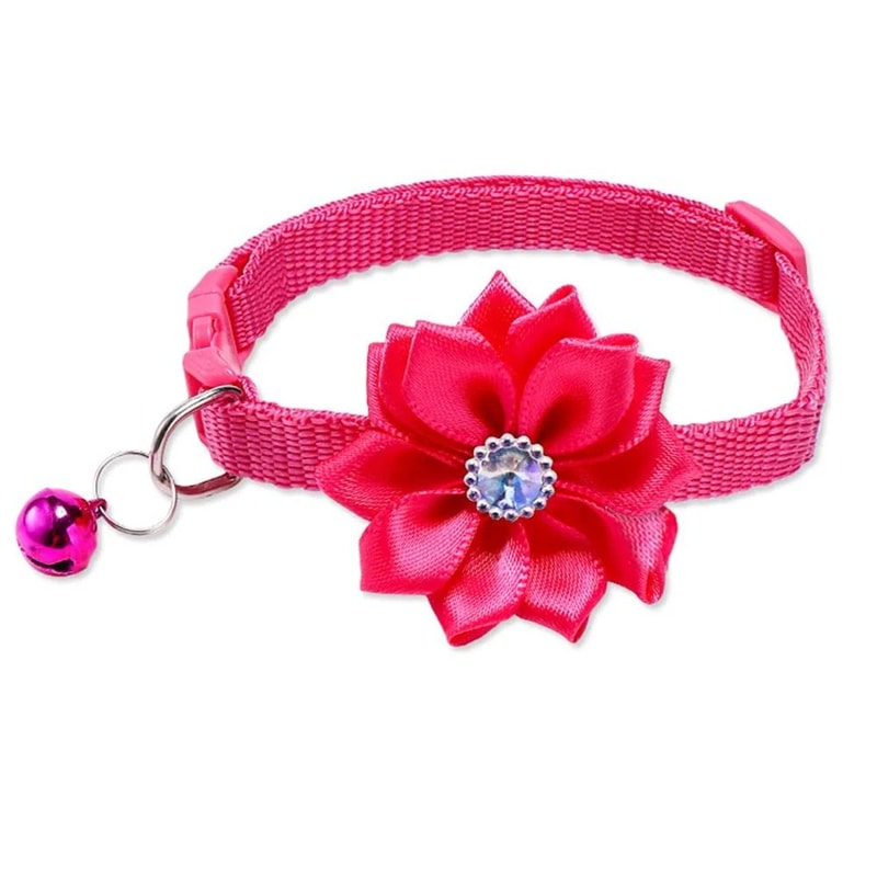 Adjustable Floral Bow Pet Collar With Bell For Cats And Small Dogs 1