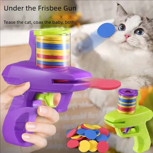 Interactive Pet Disc Launcher Toy with Colorful Flying Discs for Chase Training