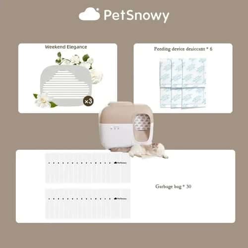 PetSnowy Cat Litter Box Deodorizing Tablets Garbage Bags and Feeder Desiccant Replacement Accessories