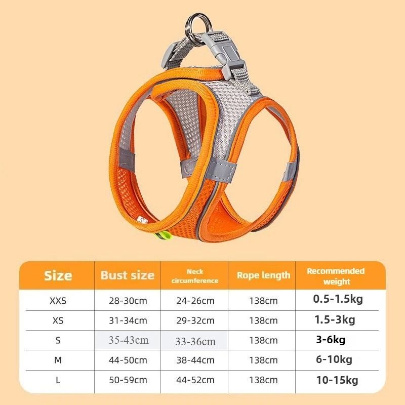 Reflective Breathable Cat Dog Harness Vest With Adjustable Leash For Small Medium Pets 4