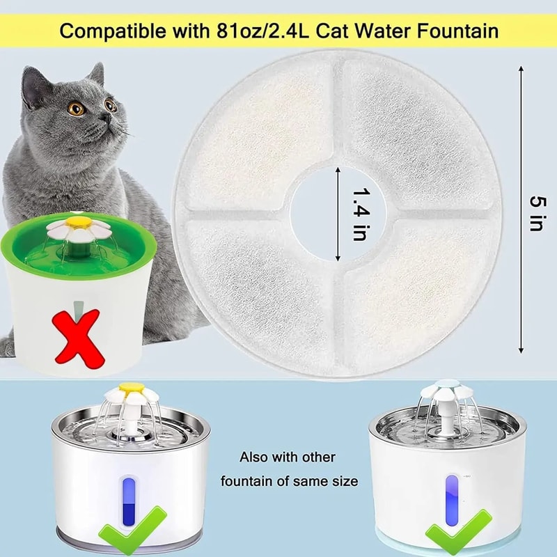 Cat Water Fountain Replacement Filters For 81oz Pet Dispensers With Triple Filtration 7