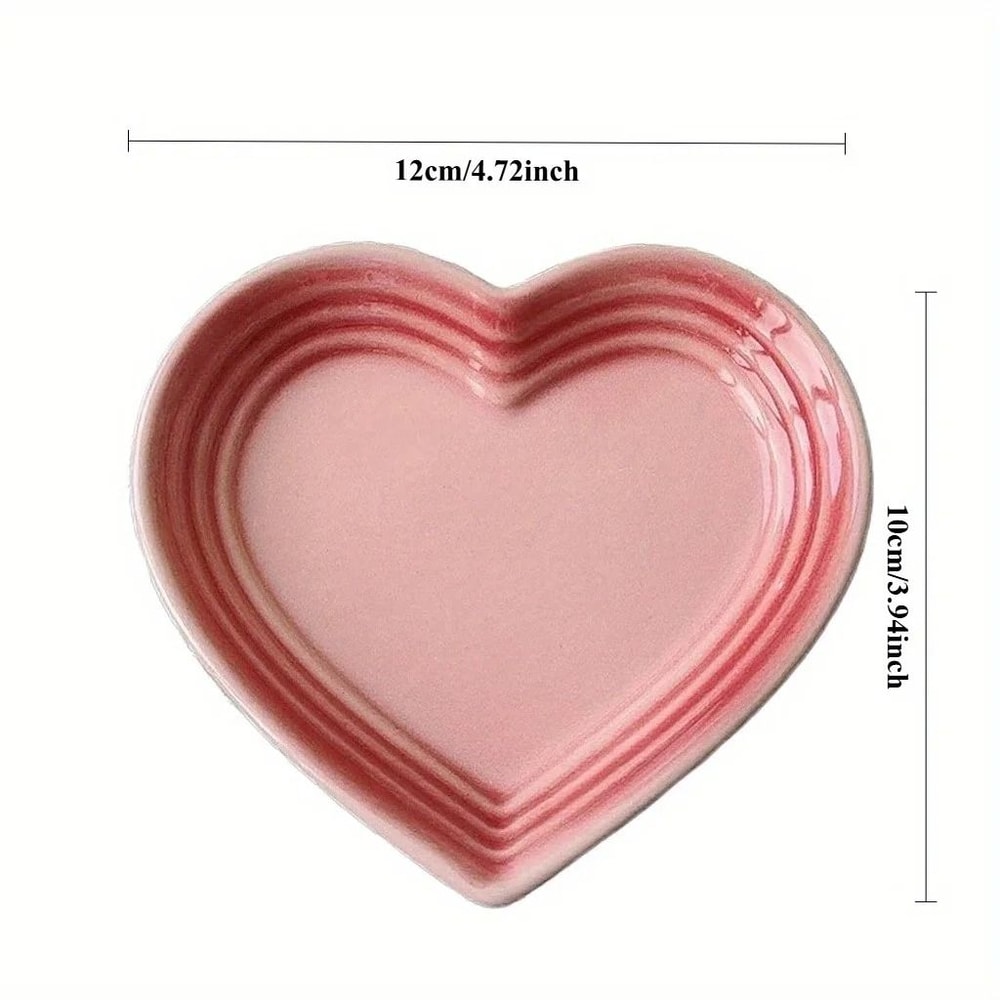 Gradient Heart Shaped Ceramic Cat Bowl For Stress Free Anti Vomiting Feeding 9