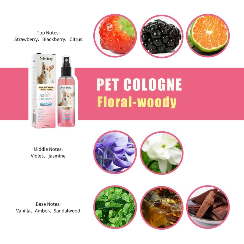 Premium Dog Grooming Spray Deodorizer Cologne For Fresh Coat Care Between Baths 15