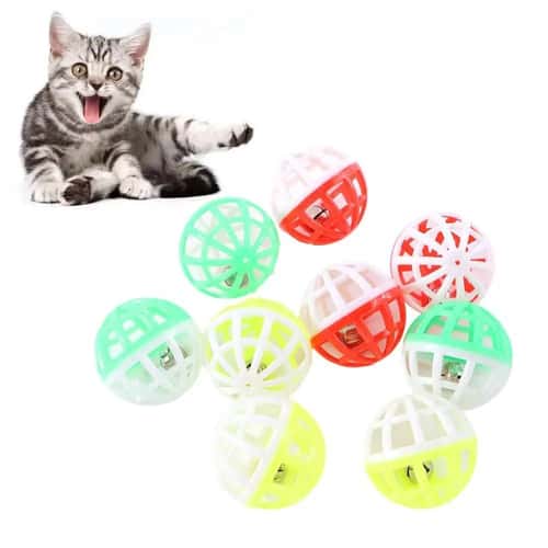 Hollow Plastic Cat Toy Balls with Bells for Kitten Training and Chasing Play