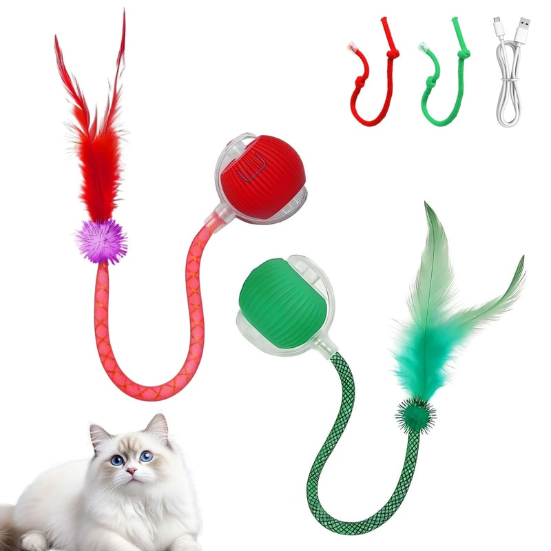 Rechargeable Automatic Moving Cat Toy Ball With Speedy Tail For Active Indoor Play 0