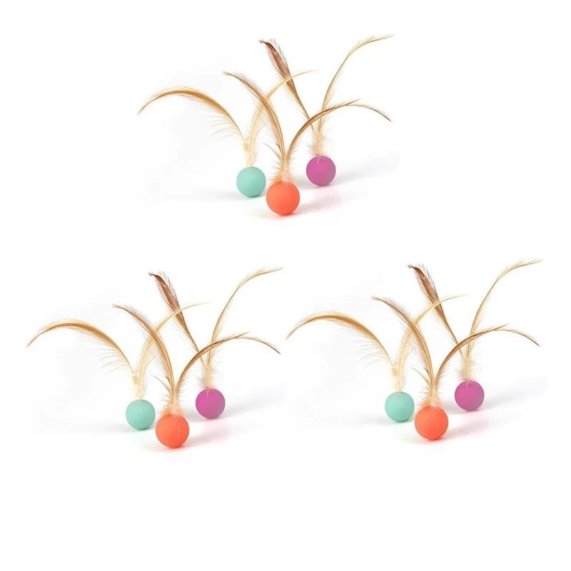 Elastic Feather Cat Ball Toy For Interactive Indoor Kitten And Puppy Chase Play 5