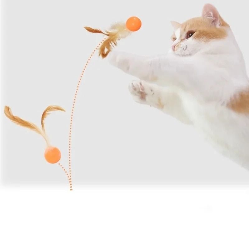 Elastic Feather Cat Ball Toy For Interactive Indoor Kitten And Puppy Chase Play 6