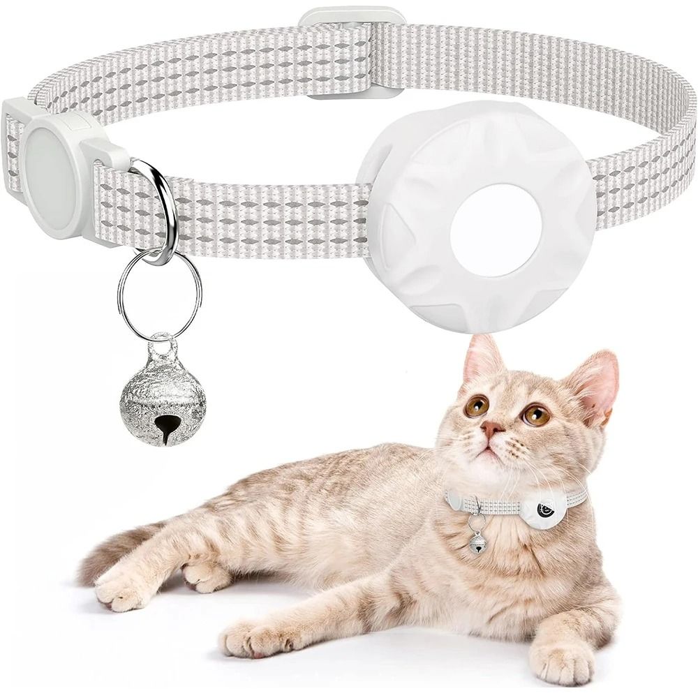 Reflective AirTag Cat Collar With Holder And Bell For Safer Pet Tracking 1