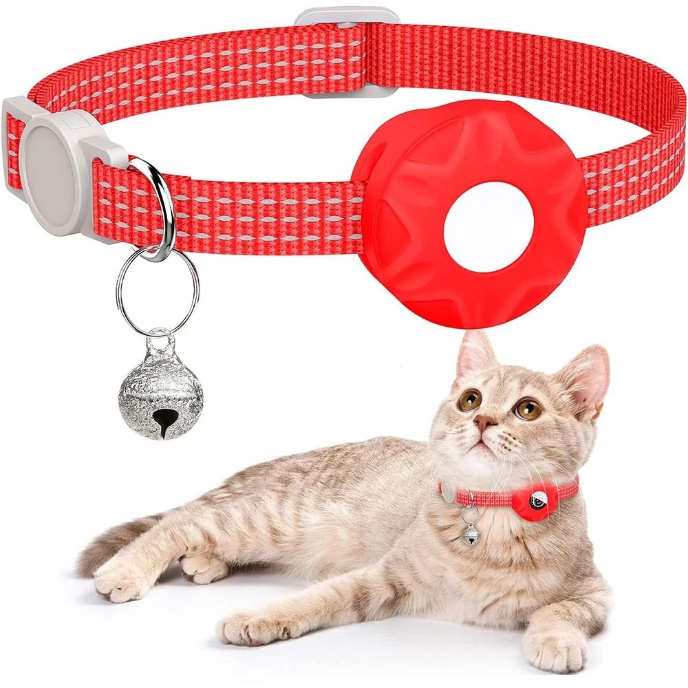 Reflective AirTag Cat Collar With Holder And Bell For Safer Pet Tracking 4