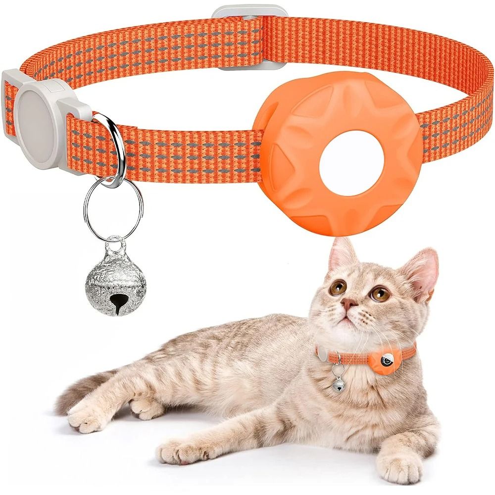 Reflective AirTag Cat Collar With Holder And Bell For Safer Pet Tracking 7