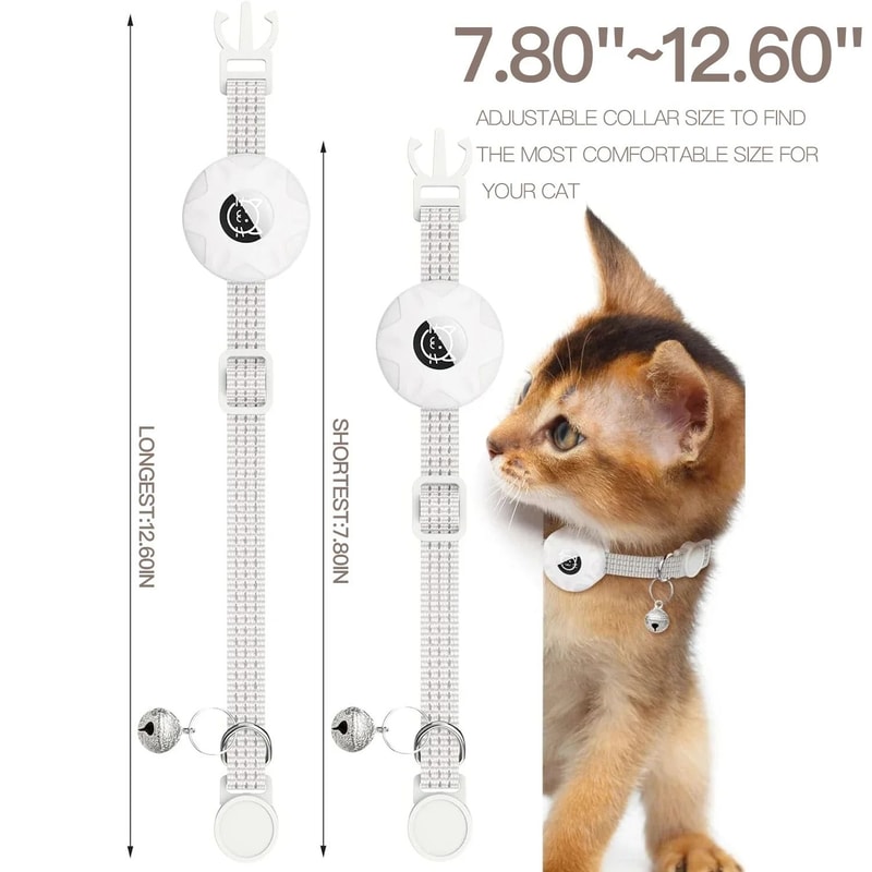 Reflective AirTag Cat Collar With Holder And Bell For Safer Pet Tracking 13
