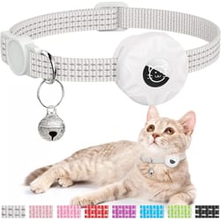 reflective airtag cat collar with holder and bell for safer pet tracking