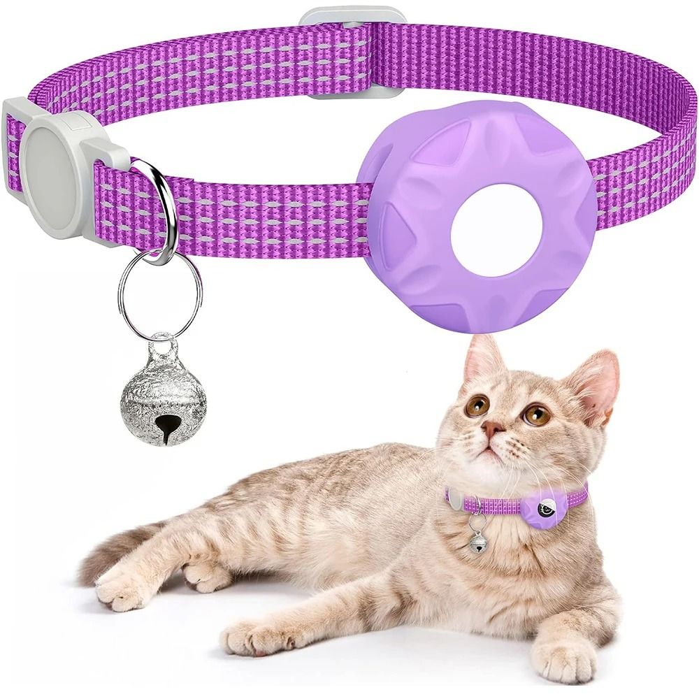Reflective AirTag Cat Collar With Holder And Bell For Safer Pet Tracking 8