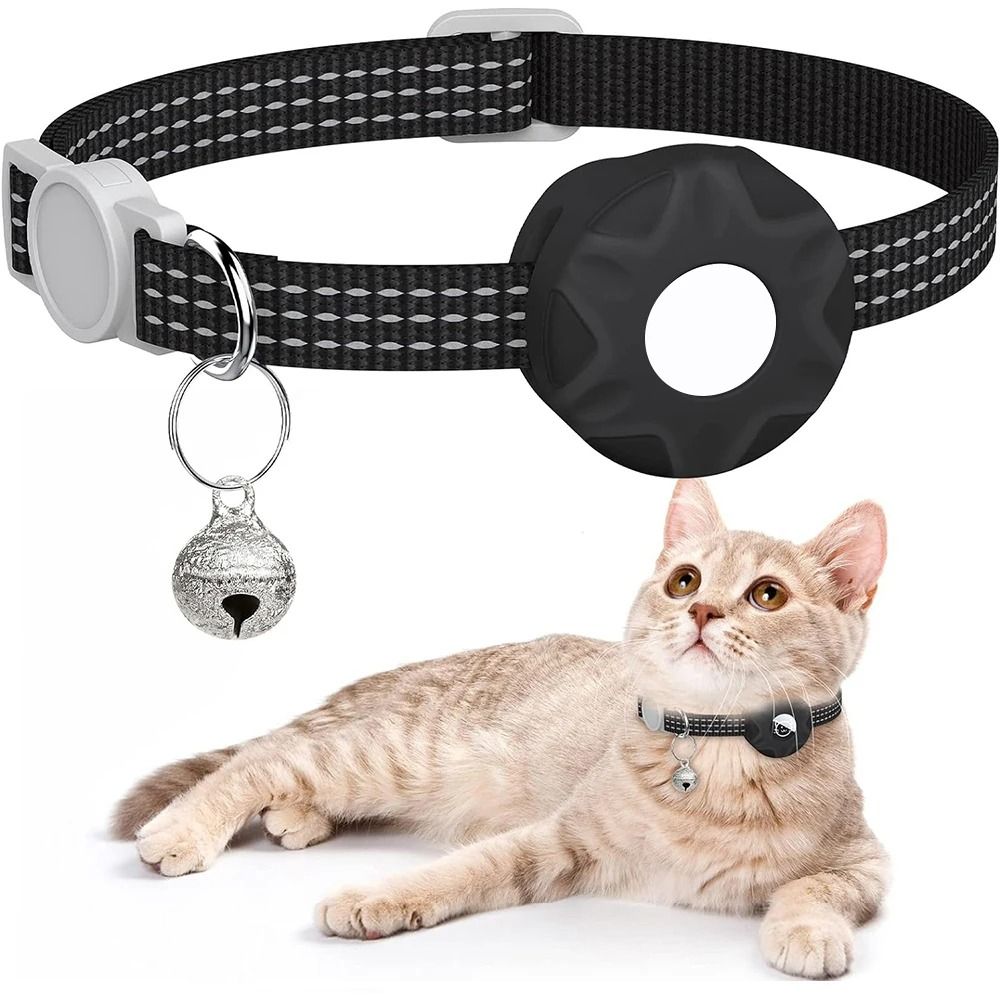 Reflective AirTag Cat Collar With Holder And Bell For Safer Pet Tracking 9