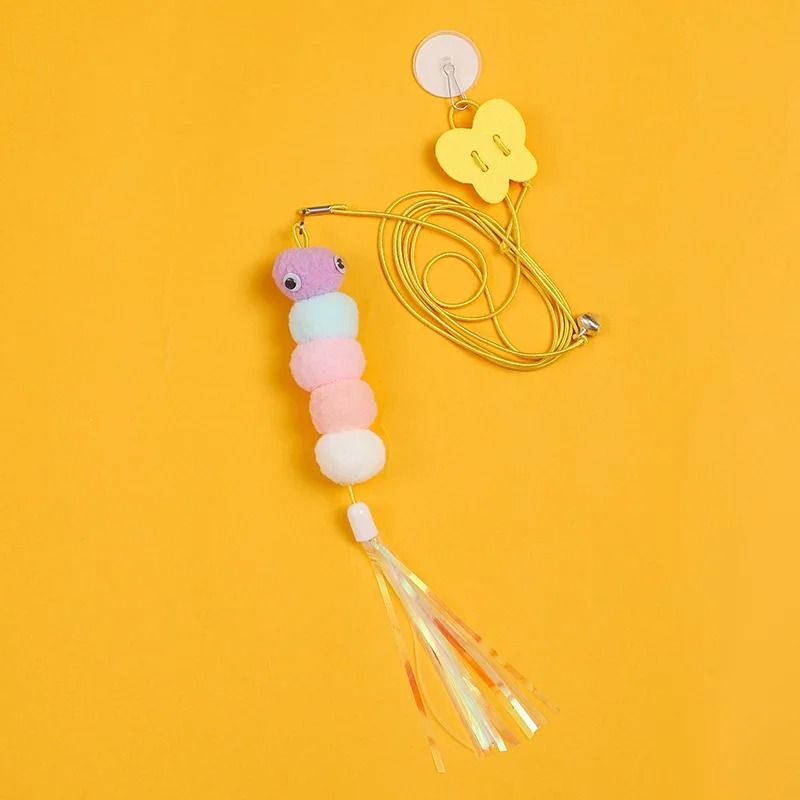 Hanging Feather Cat Teaser Toy With Elastic Rope For Independent Door Play 1