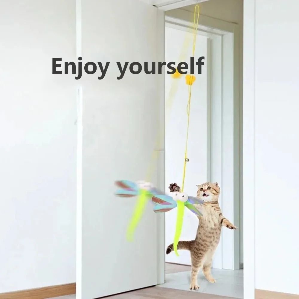 Hanging Feather Cat Teaser Toy With Elastic Rope For Independent Door Play 5
