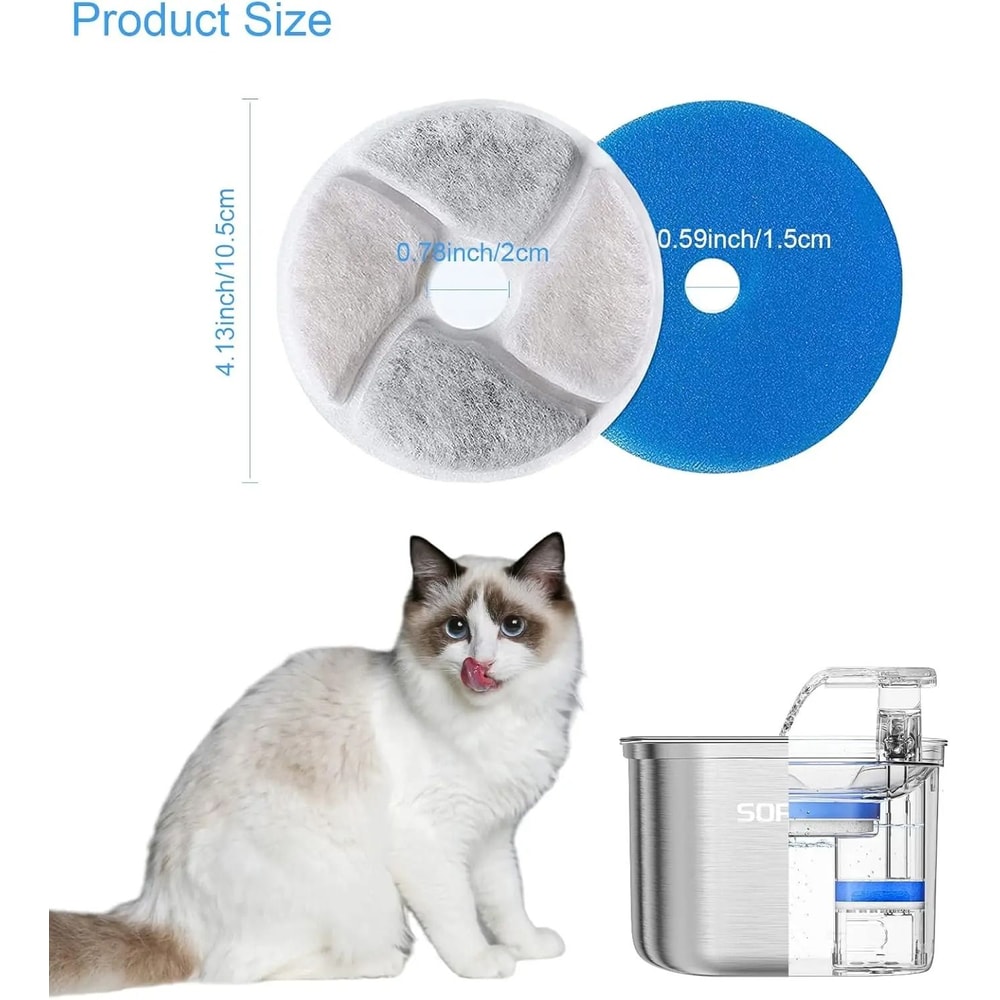 Round Cat Water Fountain Filters Activated Carbon Replacement Pack 5