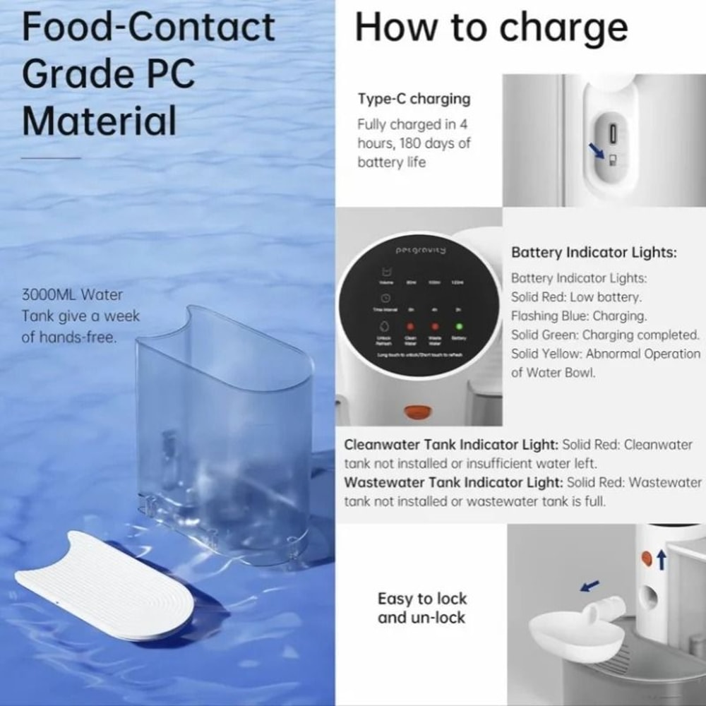 Rechargeable Smart Pet Water Dispenser For Cats And Dogs 7