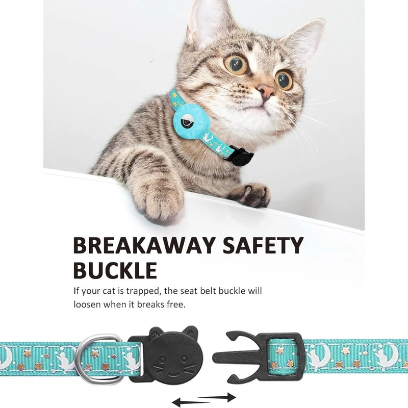Glow Breakaway AirTag Pet Collar With Moon Charm 4