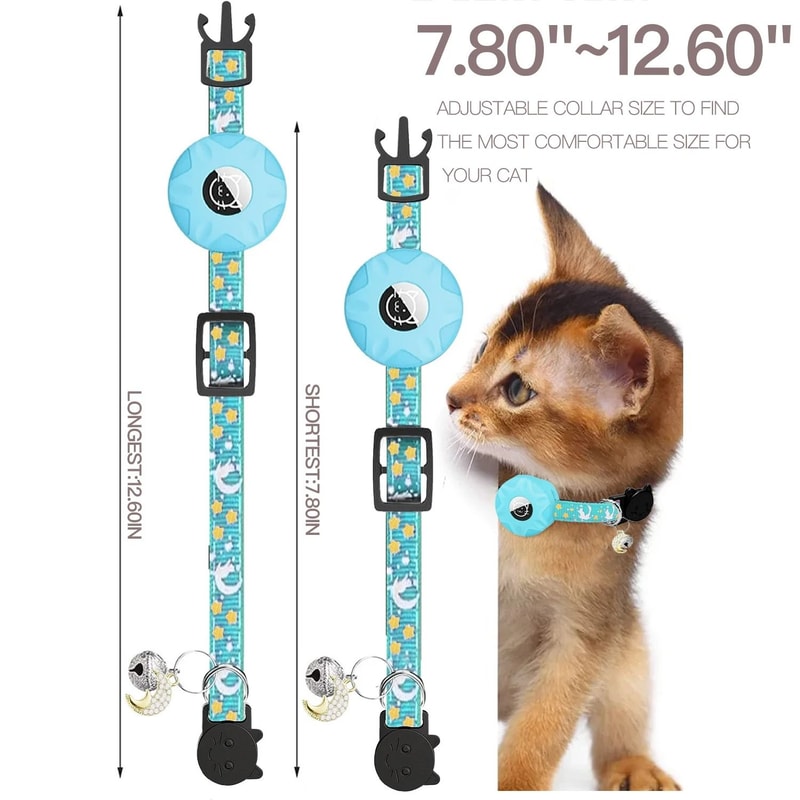 Glow Breakaway AirTag Pet Collar With Moon Charm 9
