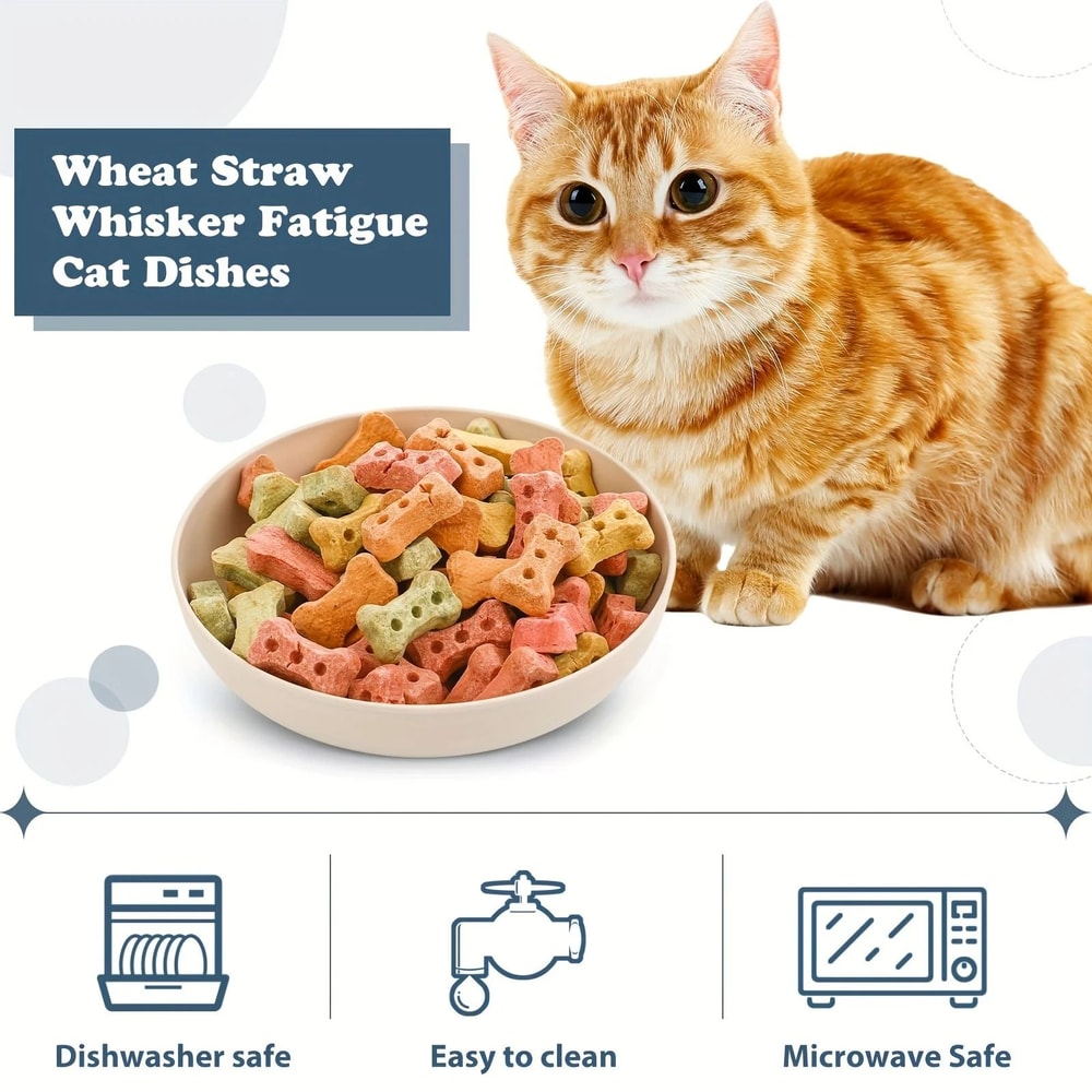 4 Piece Shallow Cat Bowls Non Slip Feeding Plates 4