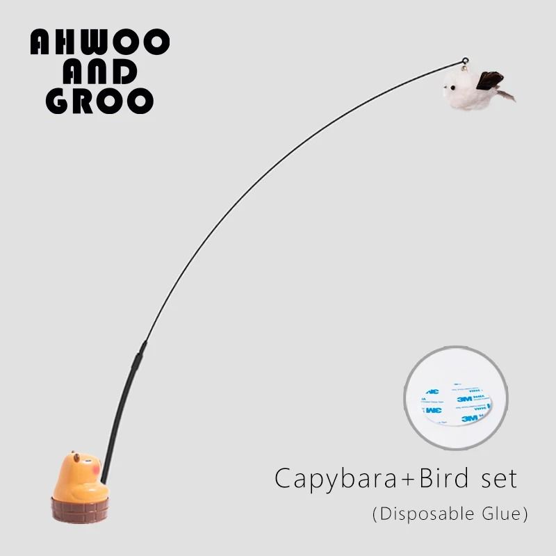 Simulation Capybara Bird Bell Cat Teaser Wand Toy For Kittens Indoor Interactive Chase And Play 6