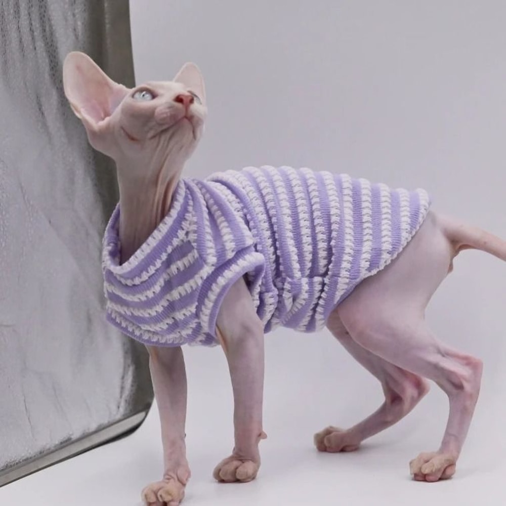 DUOMASUMI Summer Sphynx Cat Vest Stretch Cotton Cooling Top For Hairless Cats Daily Comfort Wear 0