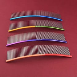 rainbow stainless steel pet grooming comb for dogs cats hair removal tangles and daily brushing