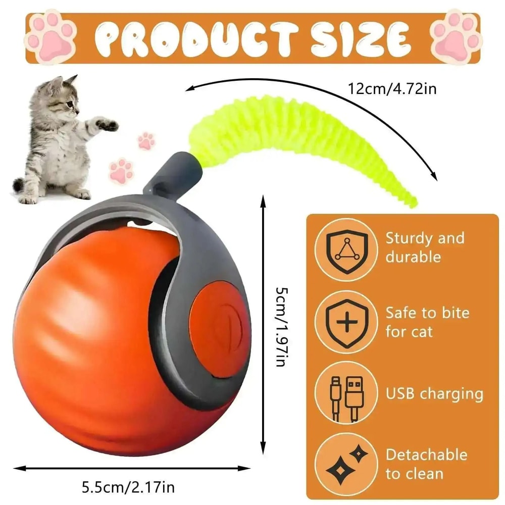 Speedy Tail 2 Smart Interactive Cat Toy Automatic Rolling Ball For Indoor Pet Exercise 12