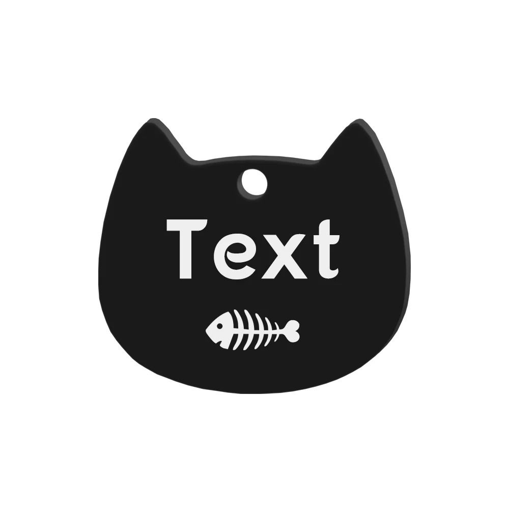 Custom Cat Face Pet ID Tag Stainless Steel Engraved Name Plate For Dogs Cats 1
