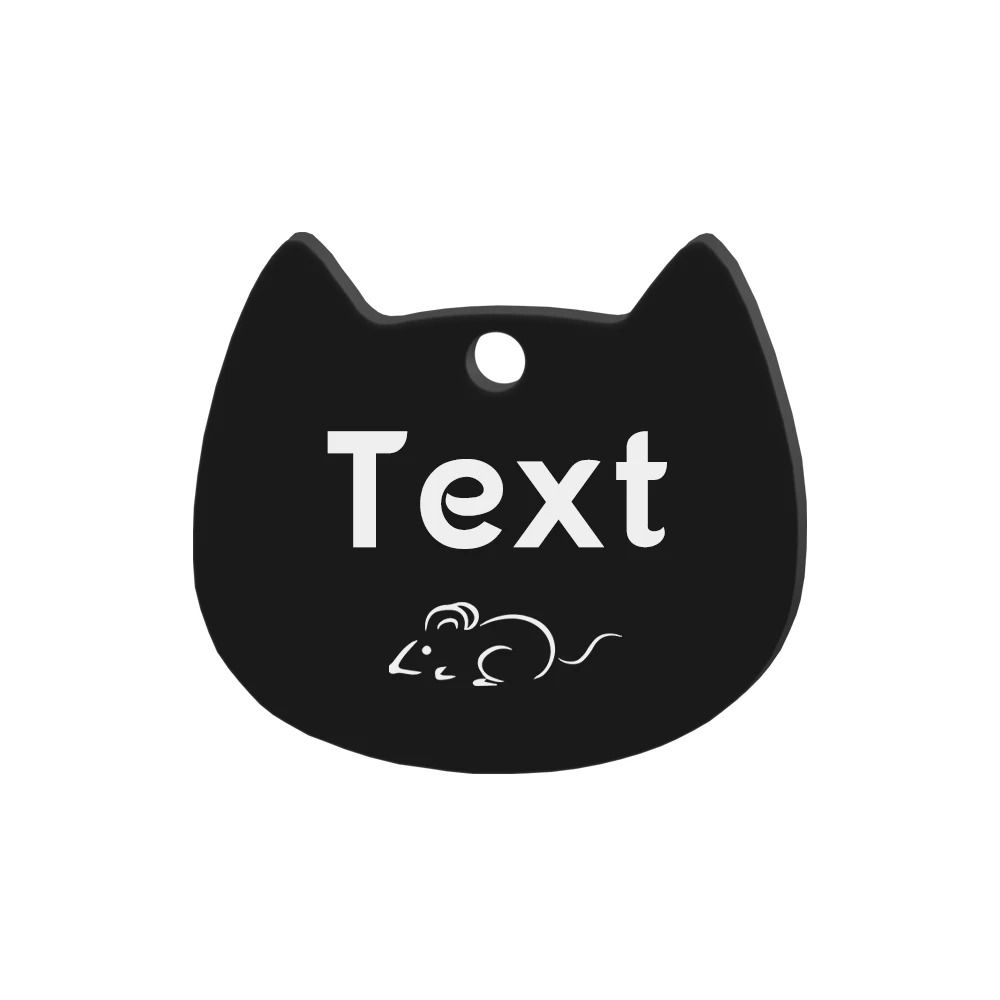 Custom Cat Face Pet ID Tag Stainless Steel Engraved Name Plate For Dogs Cats 3
