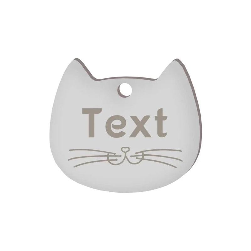 Custom Cat Face Pet ID Tag Stainless Steel Engraved Name Plate For Dogs Cats 24