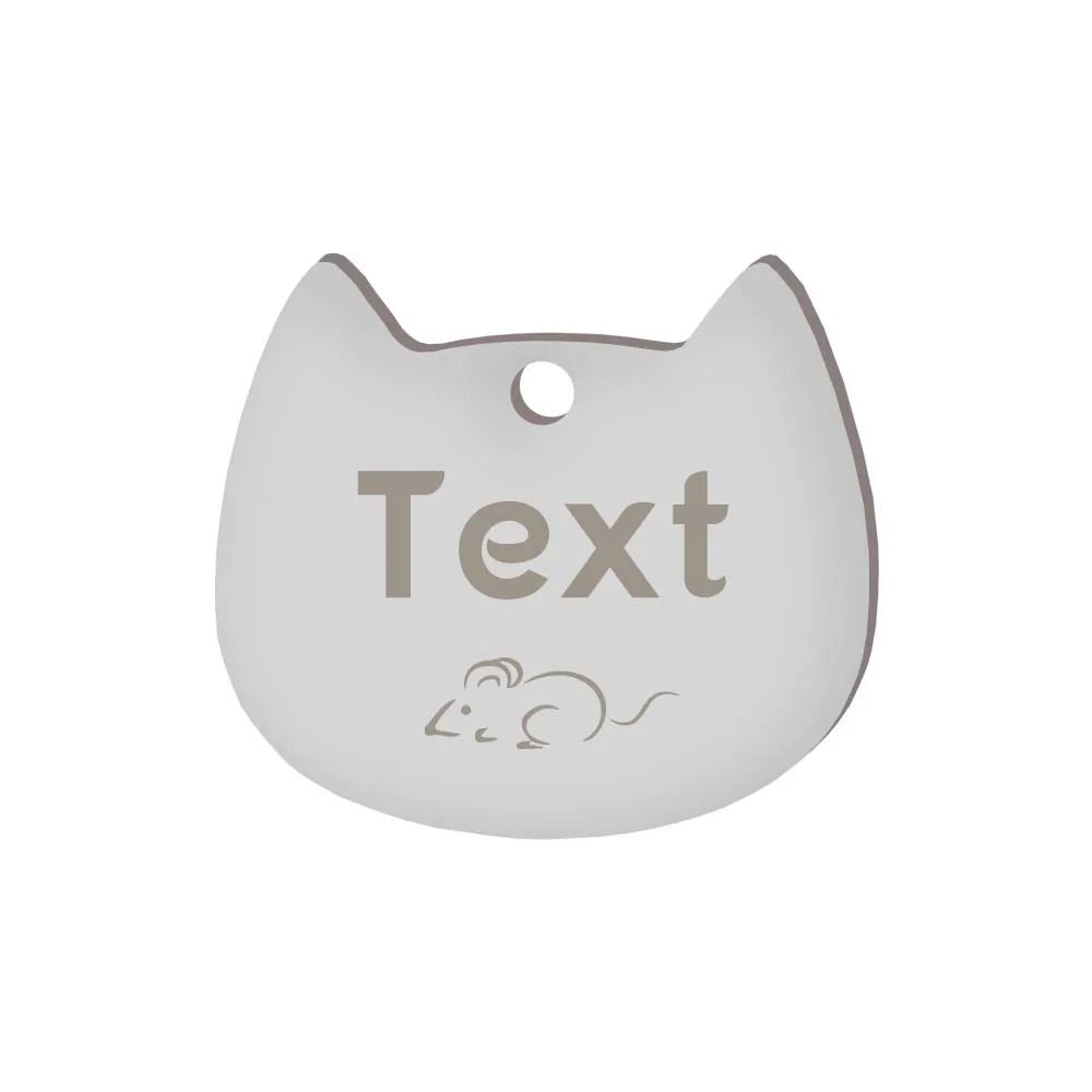 Custom Cat Face Pet ID Tag Stainless Steel Engraved Name Plate For Dogs Cats 27