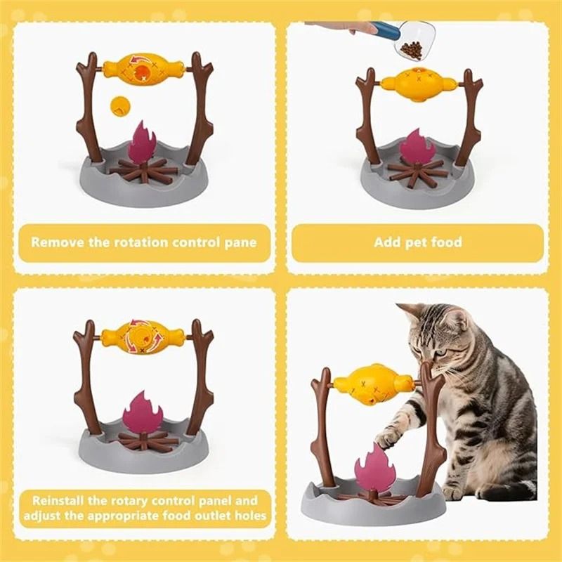 Rotating Cat Puzzle Feeder Treat Dispenser Bowl For Indoor Training Slow Feeding And Enrichment 3