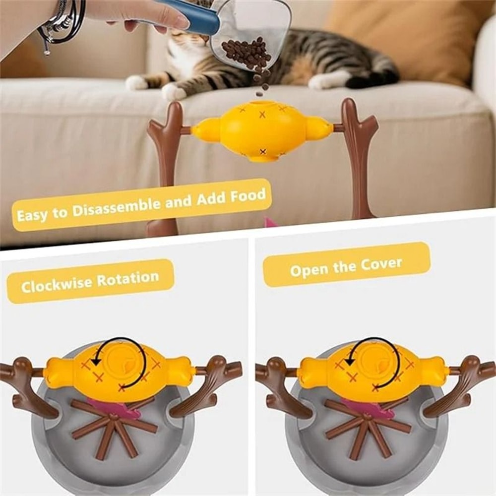 Rotating Cat Puzzle Feeder Treat Dispenser Bowl For Indoor Training Slow Feeding And Enrichment 4