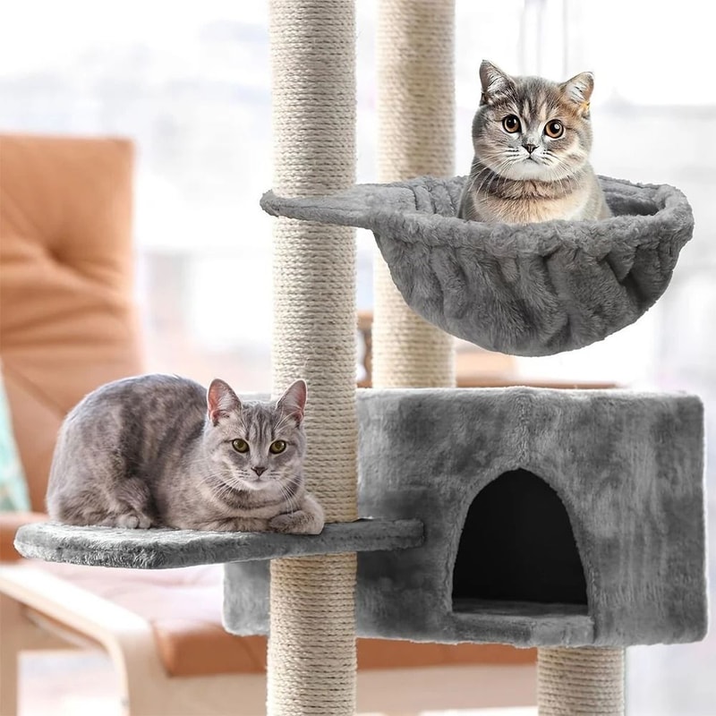 Soft Plush Cat Hammock Bed Hanging Spoon Lounger For Cat Trees And Climbing Frames 9