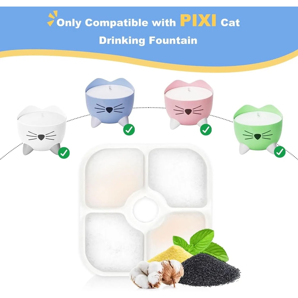 Catit PIXI Water Fountain Filter Replacement Set With Pump Hoses For Fresh Pet Hydration 5