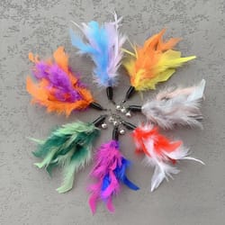 small feather cat toy refill set for diy teaser stick replacement and kitten play