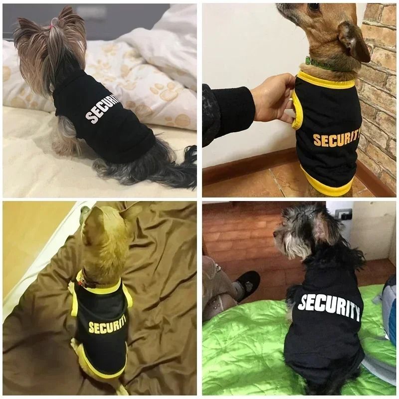 Security Style Pet Vest Shirt For Cats Puppies Rabbits Small Dogs Warm Outfit Costume 6