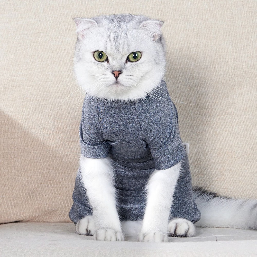 Soft Cotton Cat Recovery Suit Anti Licking Post Surgery Clothes For Warm Comfortable Healing Care 4