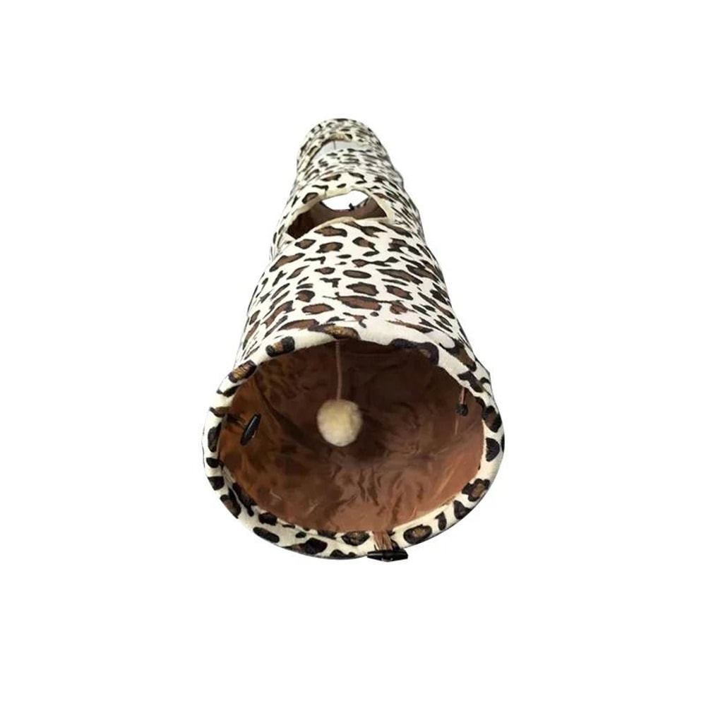 Leopard Print Cat Tunnel Collapsible Crinkle Play Toy For Kittens Rabbits And Indoor Pets 1