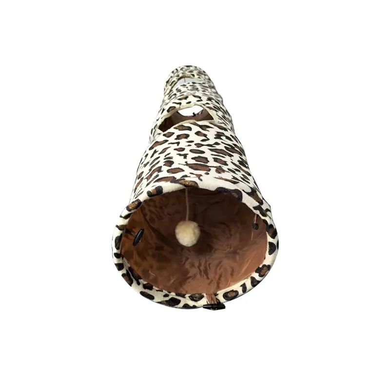 Leopard Print Cat Tunnel Collapsible Crinkle Play Toy For Kittens Rabbits And Indoor Pets 1