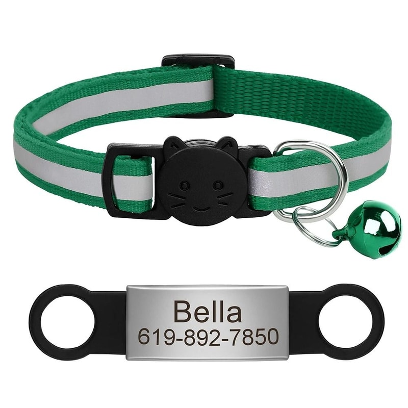 Personalized Reflective Cat Collar With Engraved Nameplate Bell For Kittens Puppies Pets 10