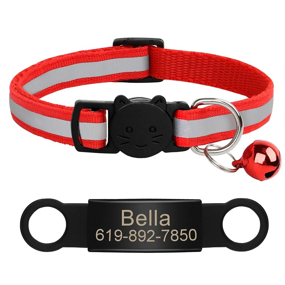 Personalized Reflective Cat Collar With Engraved Nameplate Bell For Kittens Puppies Pets 15